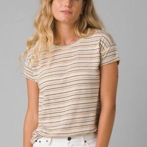 Prana Tan Striped Tee
